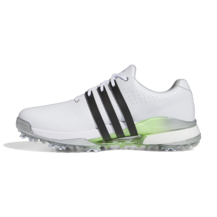 adidas Tour360 24 Boost Golf Shoes - Cloud White / Green Spark - Image 2