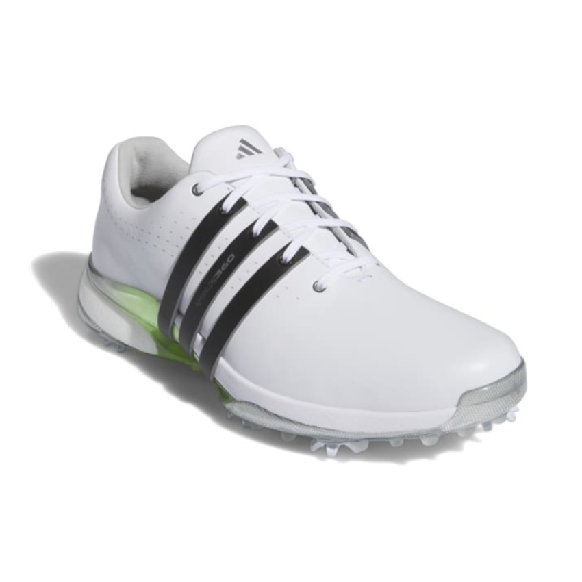 adidas Tour360 24 Boost Golf Shoes - Cloud White / Green Spark - Image 3