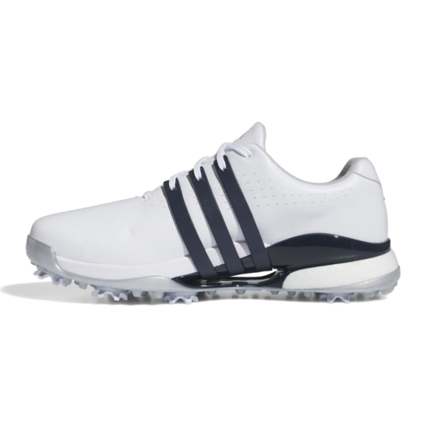 adidas Tour360 24 Boost Golf Shoes - White / Collegiate Navy - Image 2