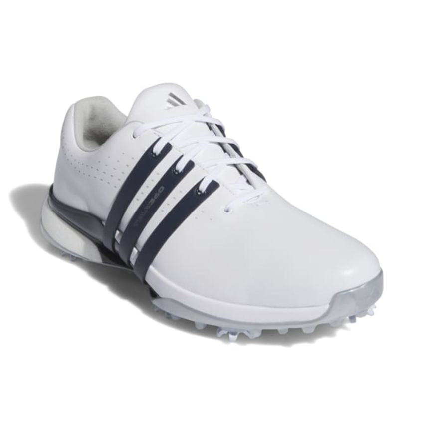 adidas Tour360 24 Boost Golf Shoes - White / Collegiate Navy - Image 3