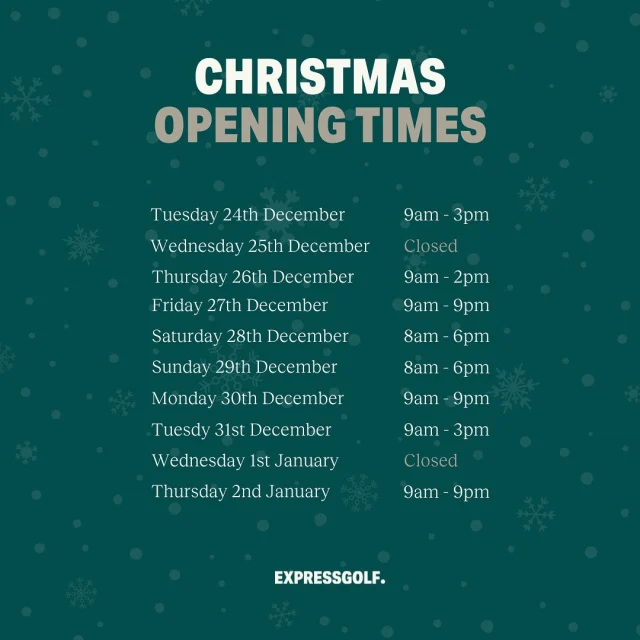 CHRISTMAS OPENING TIMES 🎄

Driving range opens at 10am weekdays and 9am weekends

#EXPRESSYOURSELF