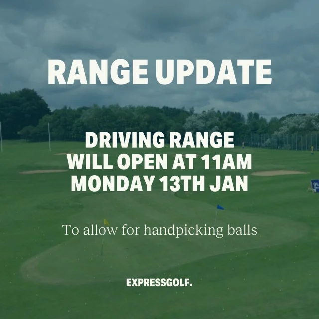 RANGE UPDATE ❄️

📌Driving range open from 11am Monday 13th January 🙌🏻

Thank you

#EXPRESSYOURSELF